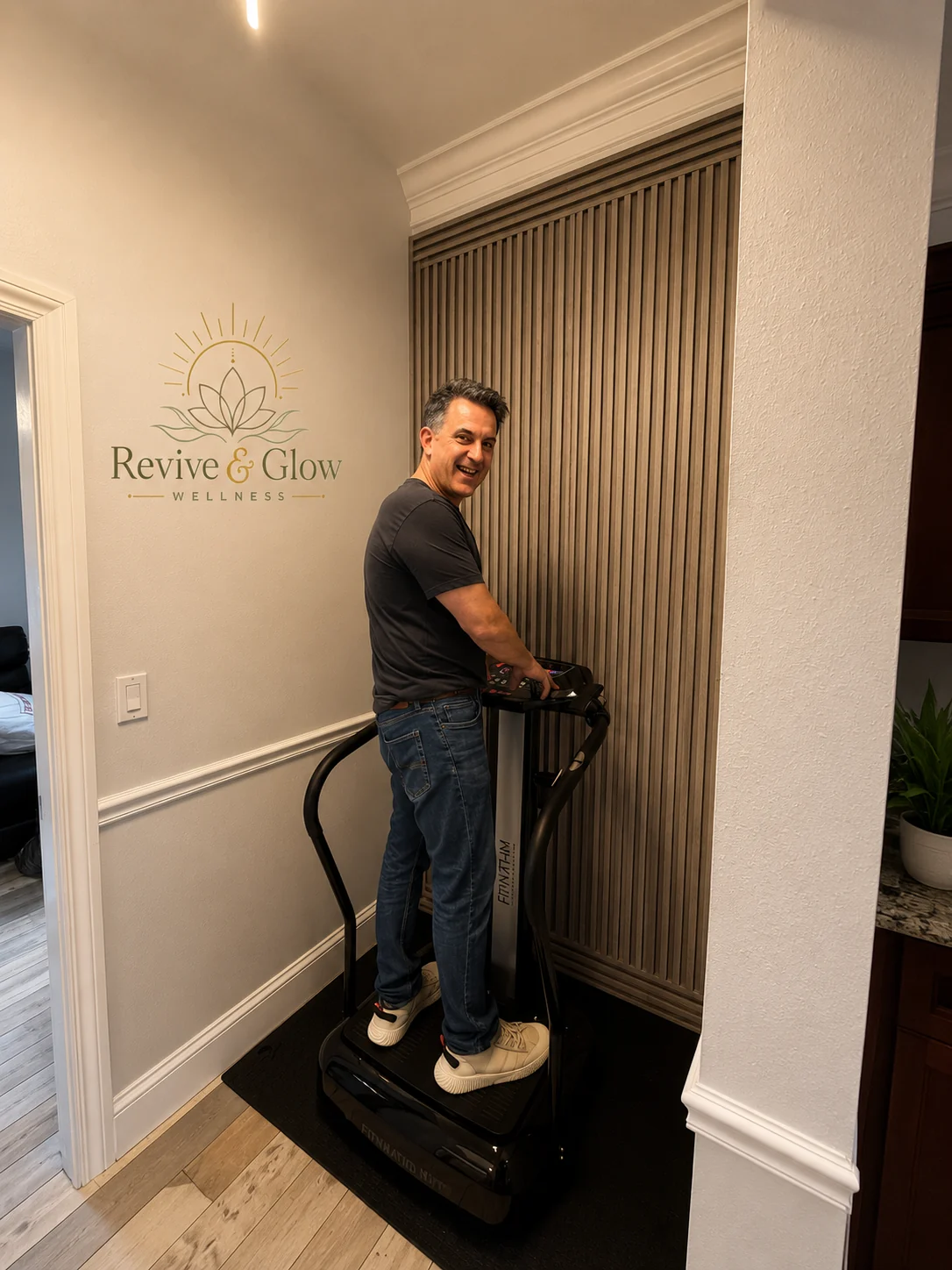 A guest on the whole body vibration platform