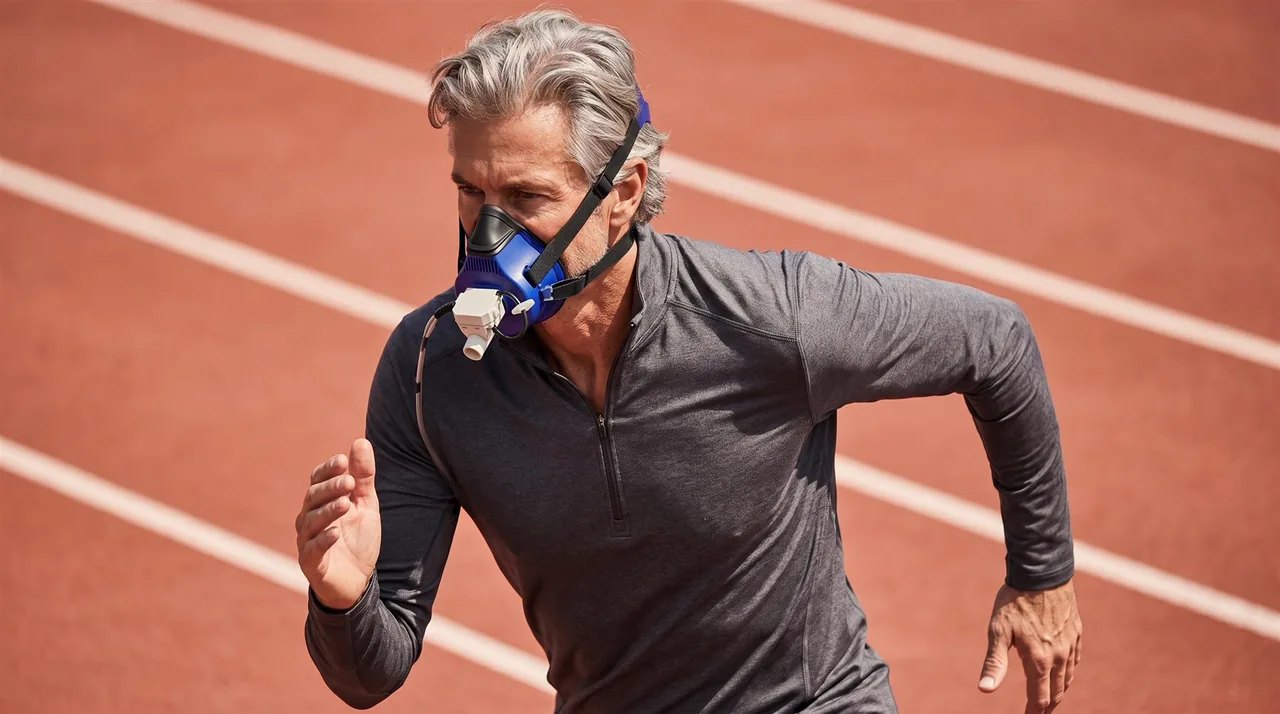 Older athlete running on an outdoor track