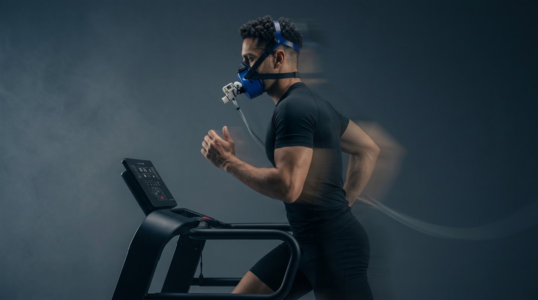 Athlete completing a treadmill metabolic performance assessment